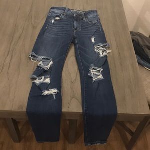 High rise jeggings distressed american eagle